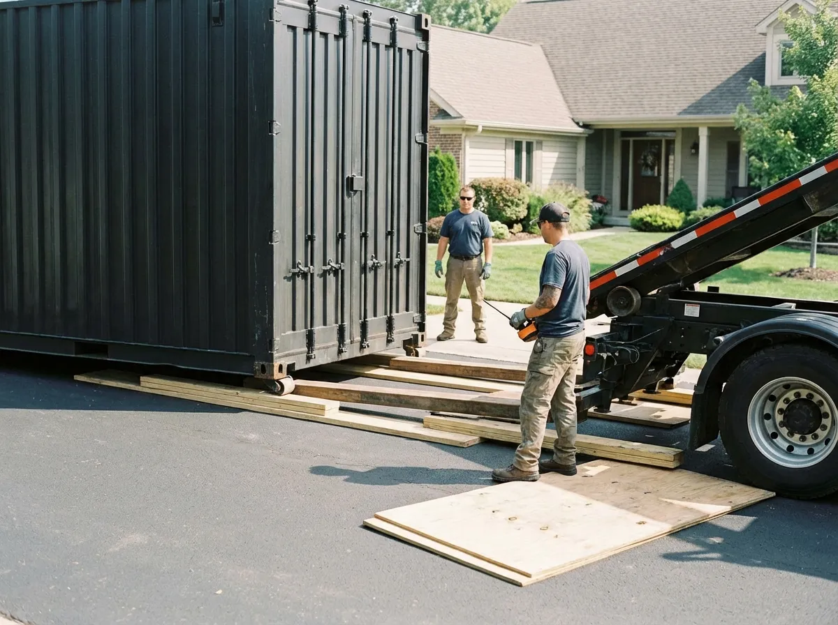 Driveway protection and delivery preparation for dumpster rental in New Bedford, MA