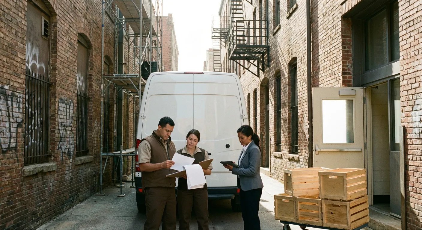 New Bedford alley delivery access and clearance check