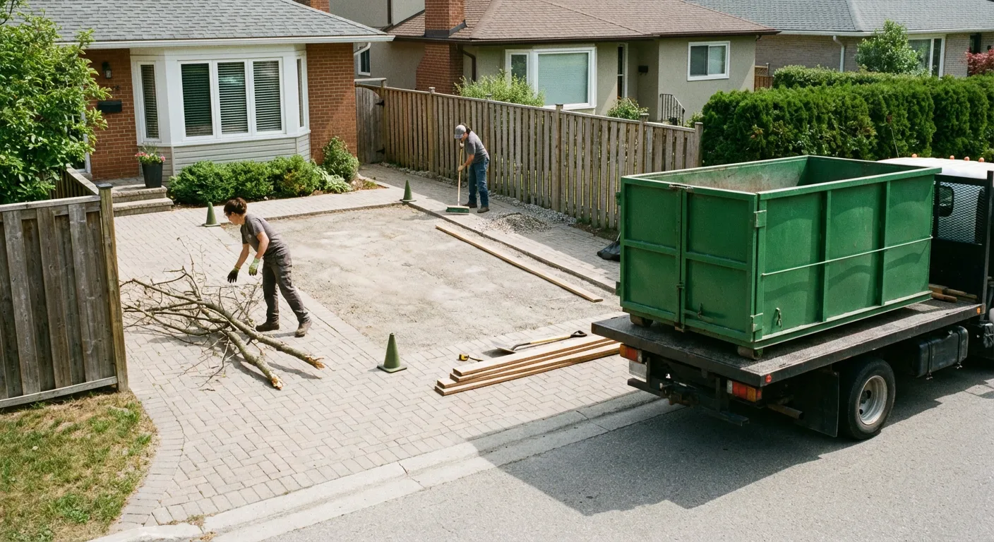 Preparing site for 10-yard dumpster delivery in New Bedford, MA